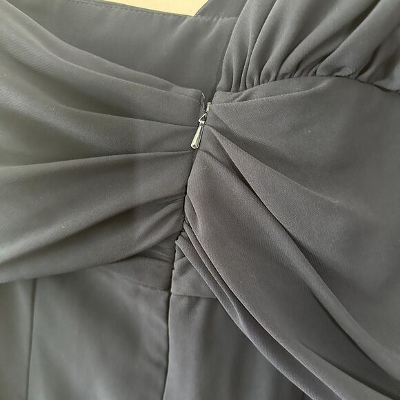 Rokh One Shoulder Midi Sheath Dress Navy Blue Size 40 US 8 - Picture 10 of 12